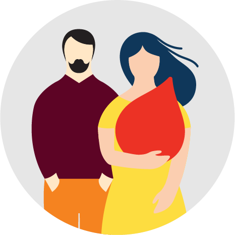 icon of couple holding a blood drop