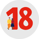 illustration of two people standing next to the number eighteen