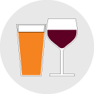 illustration of a glass of beer and a glass of wine