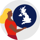 illustration of a person holding a map of the united kingdom