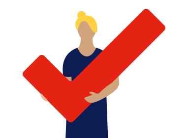 illustration of a woman holding a large red tick symbol