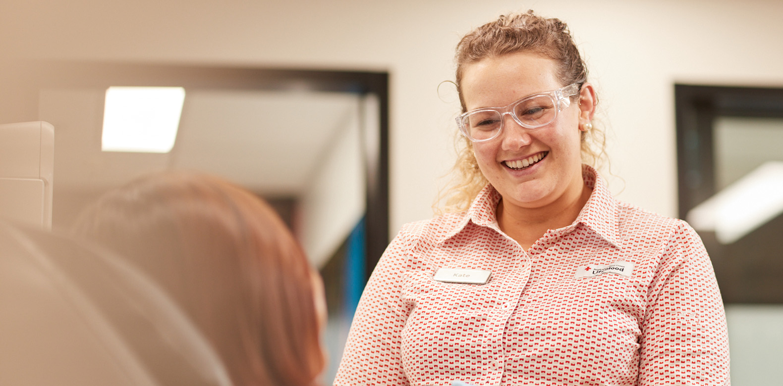 smiling nurse at a Lifeblood donor centre