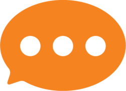 Orange speech bubble icon that speaks to Lifeblood stories
