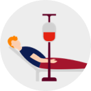 illustration of a donor in a seat donating blood