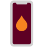 illustration of a mobile phone with an orange platelet droplet on the screen