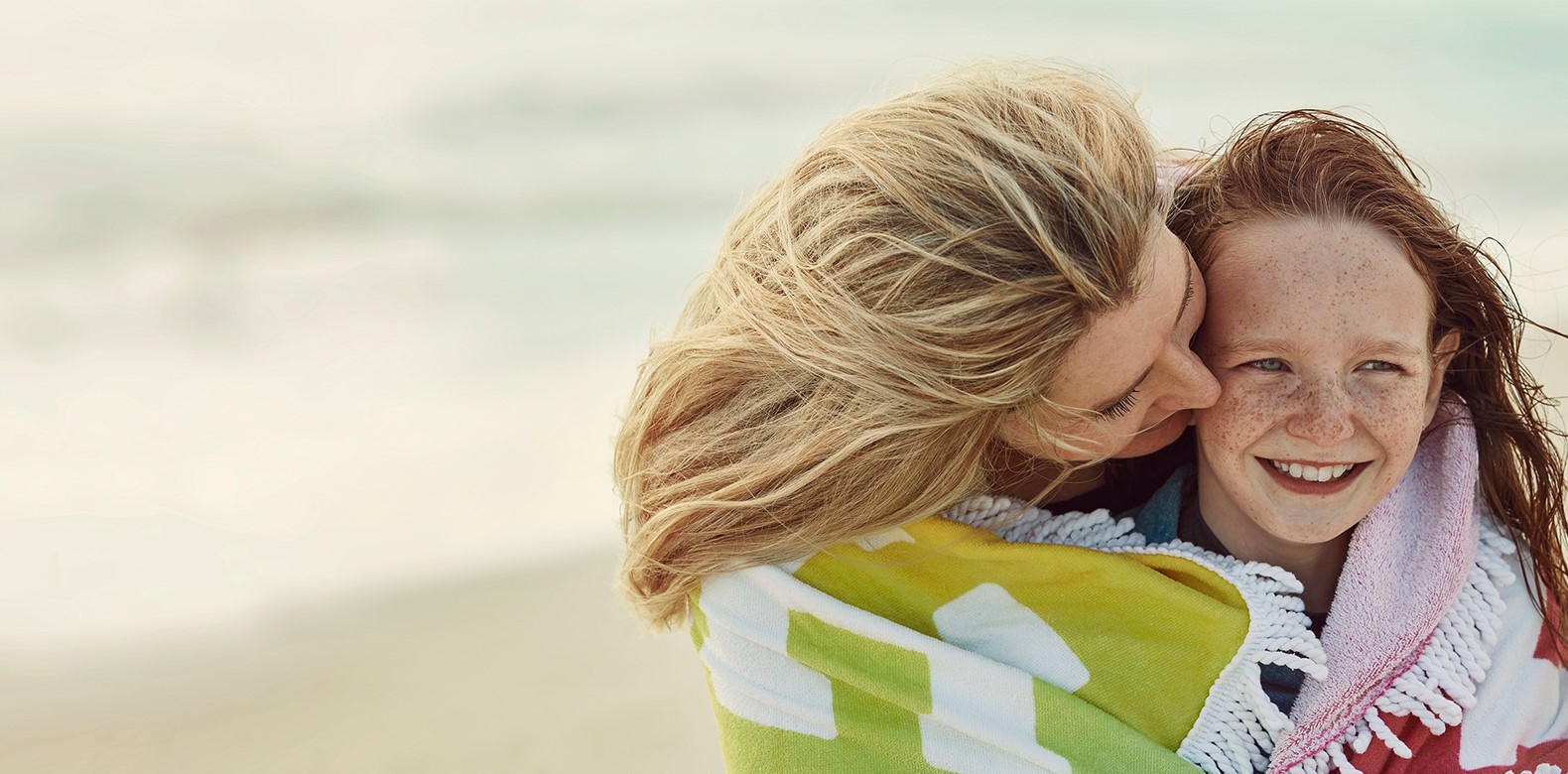 Blood recipient and Eva on beach