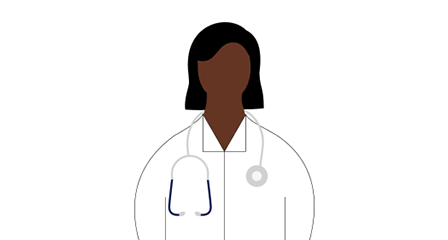 illustration of a doctor wearing a white coat with a stethoscope