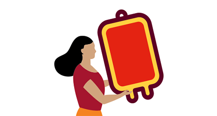 illustration of a woman holding a blood bag