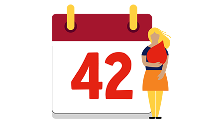 illustration of a calendar with 42 written on it