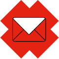 email symbol on red