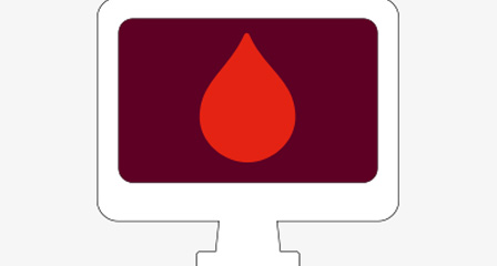 illustration of a monitor with a large red blood droplet on the screen