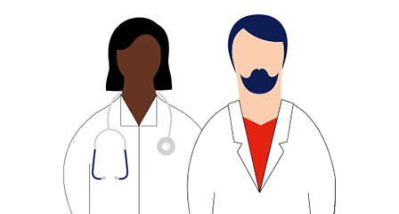 illustration of a doctor and a scientist