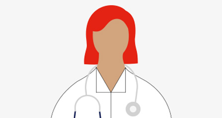 illustration of a doctor wearing a white coat with a stethoscope around their neck