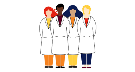 illustration of four scientists standing together