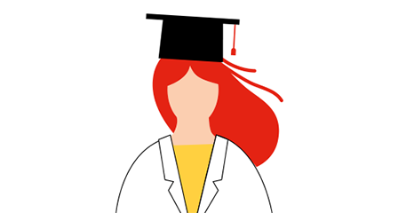 illustration of a scientist wearing a graduation cap