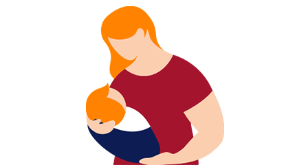 illustration of a mother holding a baby