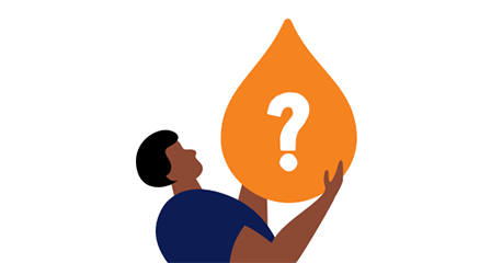 illustration of a person holding an orange platelets droplet above their head