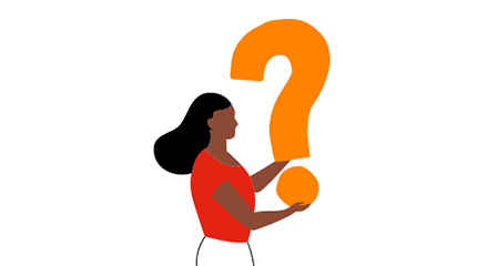 illustration of a person holding a question mark