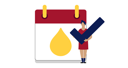 illustration of a person in front of a calendar with a yellow plasma droplet on it
