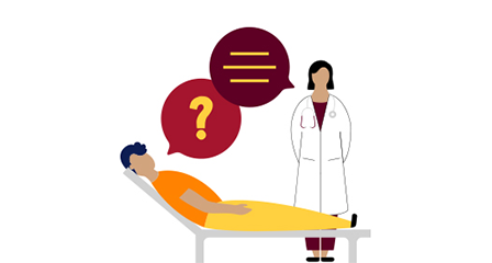 illustration of a person seated with a doctor beside them