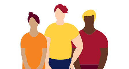 illustration of three people standing beside one another