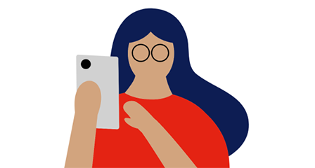 illustration of a woman holding a phone