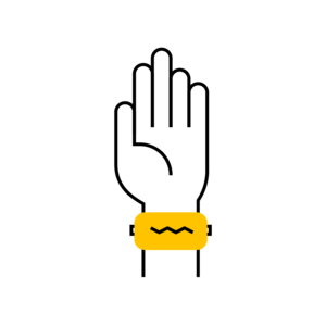 icon of a hand with a medical bracelet