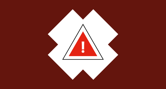 Illustration od warning sign in triangle on burgundy background