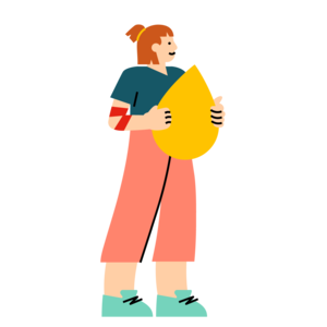 illustration of person holding a yellow plasma drop