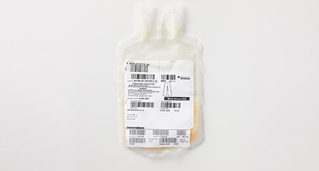 Image of a bag of cryoprecipitate on a plain background