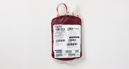 image of a bag of blood on a plain background