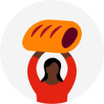 illustration of a woman holding up a sausage roll