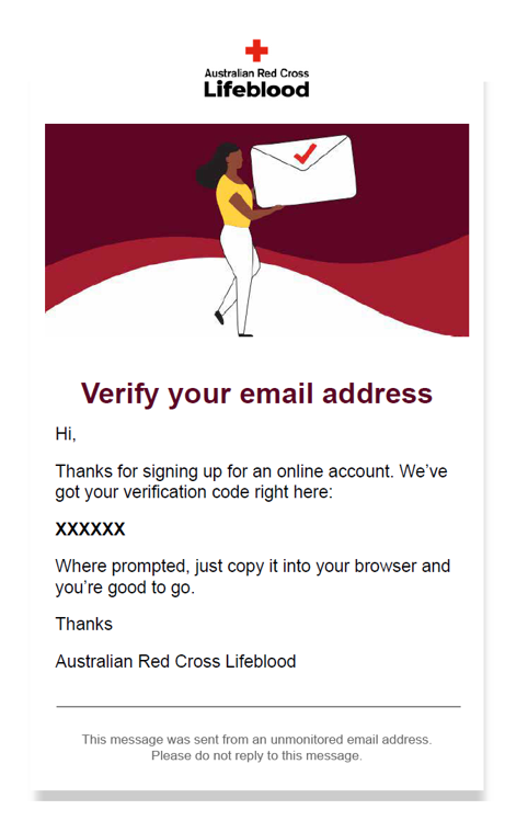 Screenshot of email verification