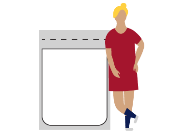Illustration of a woman standing against a beaker of breast milk