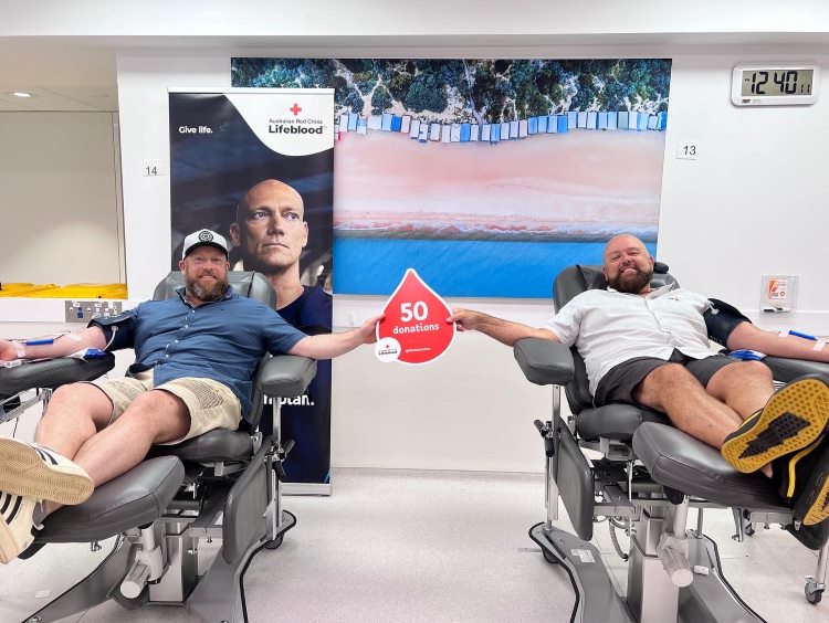 Piper and Tom's Dad give blood to support kids living with cancer.