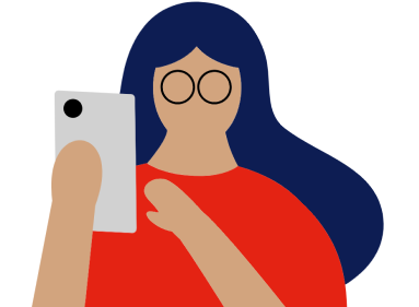 Illustration with a woman on a mobile phone