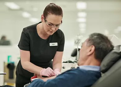 a nurse attending to a donor