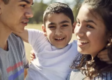 A young bone marrow recipient with his family, for Lifeblood