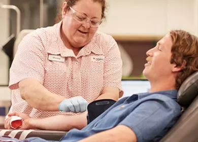 a nurse attending to a donor