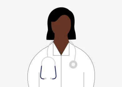 illustration of a doctor in a white coat with stethoscope