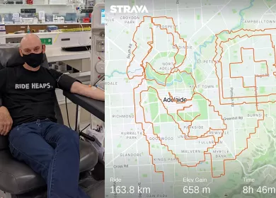 Anti-D donor Peter and the Strava map