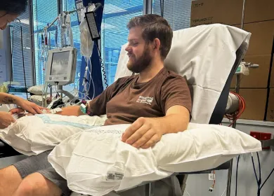 Image of a young male in his 30s donating stem cells