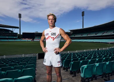 isaac henney wearing a white guernsey standing in the SCG