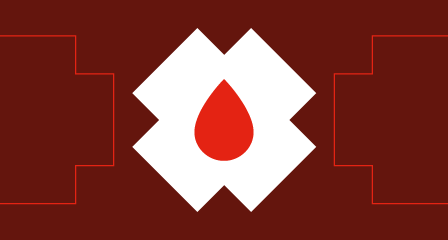 illustration of a blood drop on a burgundy background