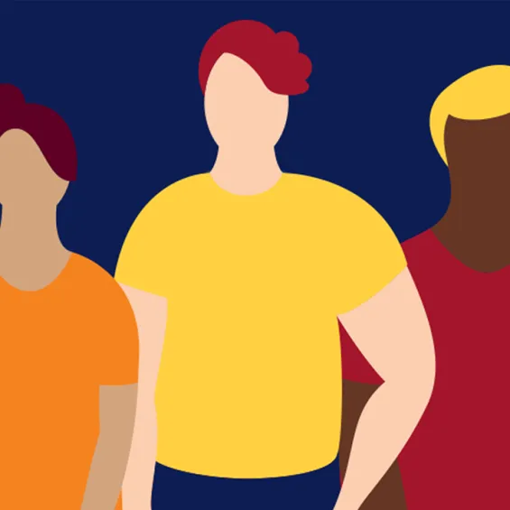 illustration of three people standing together