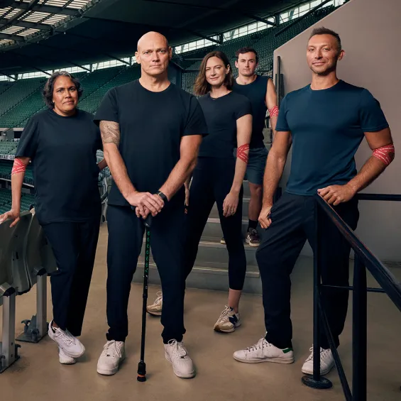 photo of cathy freeman, michael klim, cate campbell, cooper woods and ian thorpe