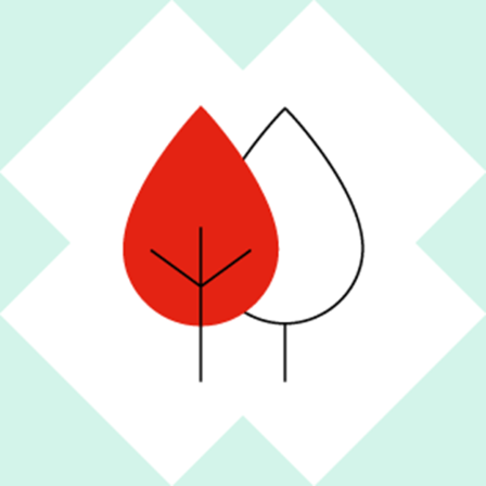icons of two trees in the shape of blood droplets
