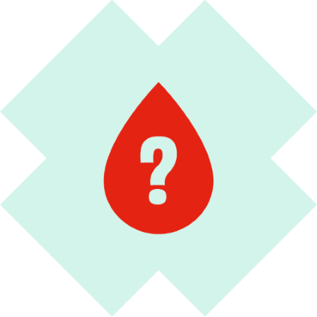 icon of a question mark inside a blood drop