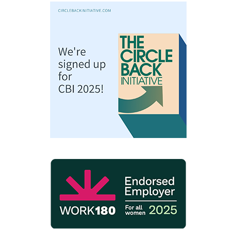 logos of the circle back initiative and work180