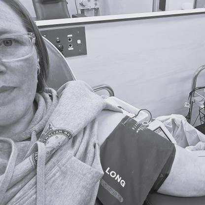 A woman donating